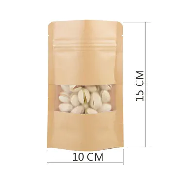 Сумки-футляры размером 10x15 см, крафт-пакет с разрывной насечкой и матовым окошком, термосвариваемая сумка для хранения продуктов на молнии