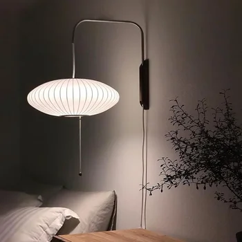 Дизайн настенного светильника Wabi-sabi Japandi Lighting Шелковый светильник ручной работы для гостиной, декоративные настенные бра, прикроватный светильник для спальни