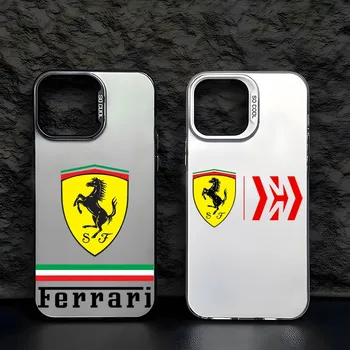 Роскошный спортивный автомобиль Ferraris Модный бренд серебристого цвета Модный чехол для телефона для iPhone 15 14 13 12 Pro Max 11 2024 Модная пара