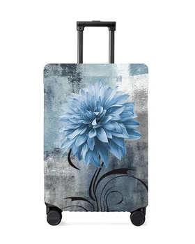Картина маслом Георгин Абстрактное растение Цветок Синий чехол для багажа дорожные принадлежности чемодан Эластичный пылезащитный чехол Защитный рукав