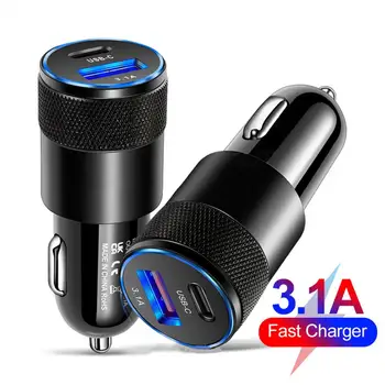 Автомобильное зарядное устройство USB Quick Charge Type C Адаптер для быстрой зарядки телефона Plug Play Универсальное автомобильное зарядное устройство USB PD Mini мощностью 15 Вт для MP3-плеера