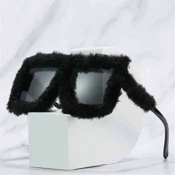 Женские солнцезащитные очки ручной работы с мягким мехом и плюшем Женские солнцезащитные очки сексуальных оттенков в стиле панк