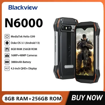 Blackview N6000 Прочные Смартфоны Восьмиядерный 8 ГБ + 256 ГБ 4,3-Дюймовый Дисплей Батарея 3880 мАч Android 13 Мобильный Телефон 48-Мегапиксельная Камера NFC