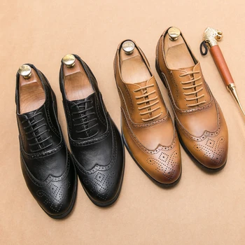 Мужская официальная дизайнерская деловая повседневная кожаная обувь с перфорацией типа 