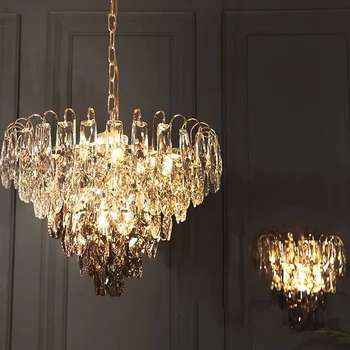 Американская постмодернистская легкая роскошная люстра из хрусталя, простое художественное украшение из перьев, подходящее для гостиной, столовой