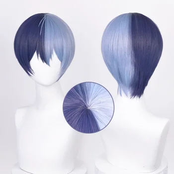 Игровой проект Sekai Colorful Stage Feat. Парик для косплея Аояги Тоя, синие короткие волосы, термостойкий синтетический реквизит для вечеринки на Хэллоуин