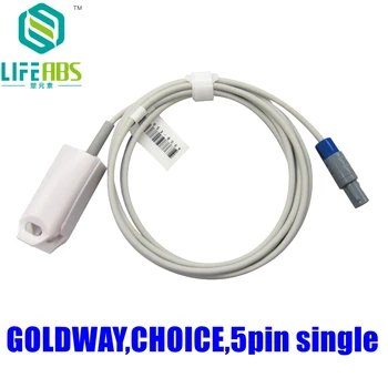 для Goldway, Choice, 5-контактный монитор для одного пациента, зажим для пальцев ребенка, зажим для ушей, силиконовый длинный кабель, многоразовый кислородный датчик Spo2 многоразового использования