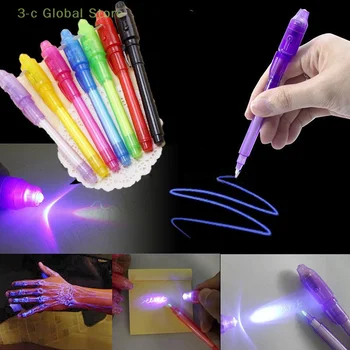 Невидимая флуоресцентная ручка Светодиодный Детектор электронных банкнот с фиолетовым светом Креативная Ультрафиолетовая лампа Magic Ink Pen Highlighter