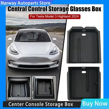  для Tesla Модель 3 Highland 2024 Центральная Консоль Подлокотник Ящик для хранения Органайзер Центральные Стекающиеся Автомобильные Аксессуары