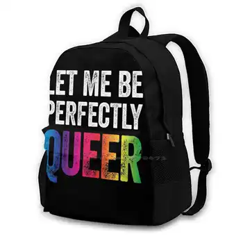 Let Me Be Perfectly Queer, Забавный каламбур, Бисексуальная футболка, Модный дорожный ноутбук, школьный рюкзак, сумка, Let Me Be Perfectly Queer. Q
