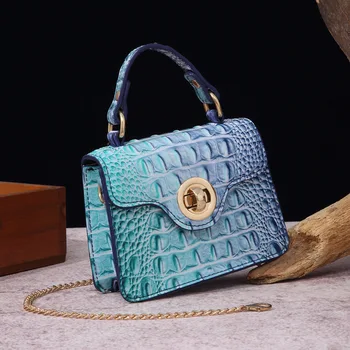 Маленькие сумки через плечо для женщин ретро Крокодил узор дизайнер сумок и кошельков мода цепи сумка Crossbody кошелек