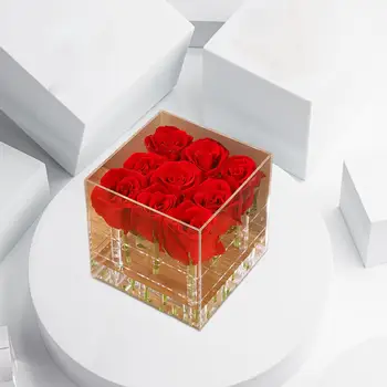 Прозрачная акриловая ваза для цветов, 2 яруса, подставка, свадебный держатель для цветов, акриловая коробка для цветов с розами для дома