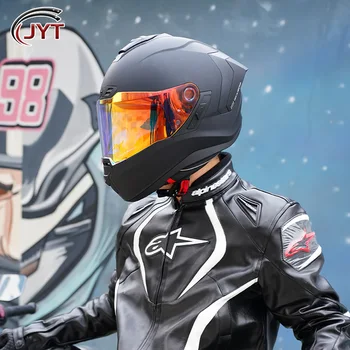 Полнолицевые Гоночные Шлемы С Двойным Козырьком Мотоциклетный Шлем Мотоциклетный Спортивный Шлем В Горошек, Одобренный ЕЭК, Полный Шлем Cascos Para Motos